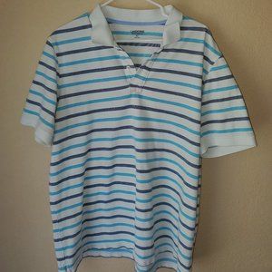 Lands End Gray Striped Polo sz L/T